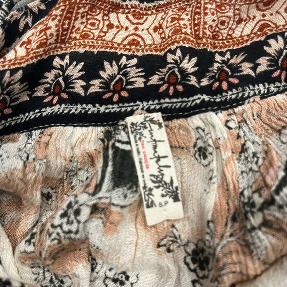 [S]Free People Casablanca White Pink Black Floral Print Tassel Tie Slip Dress - Picture 8 of 11